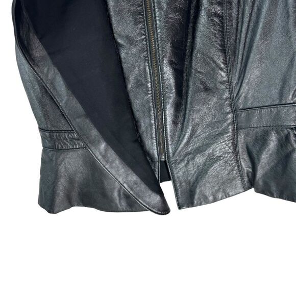 BCBG Max Azria Liu Black 100% Lamb Leather Zip Front Fitted Moto Vest Sz… - Picture 8 of 12